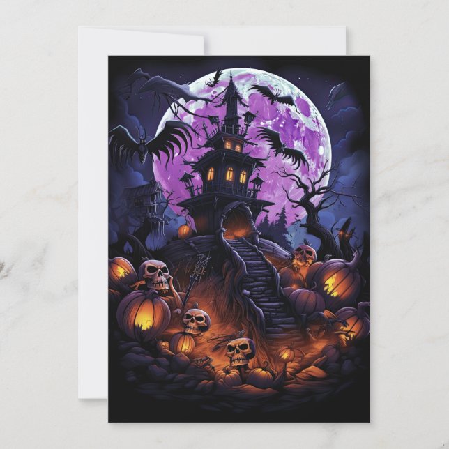 Invitation Personnalisé Halloween Party Skeleton Haunted Hous (Devant)