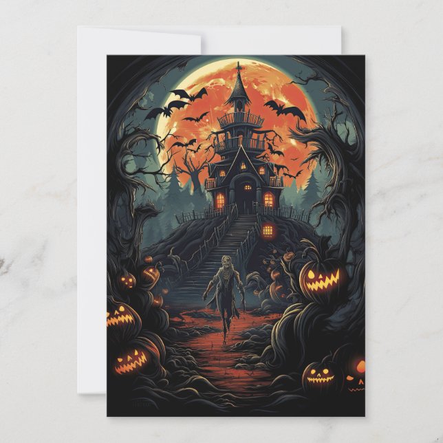 Invitation Personnalisé Halloween Party Zombie Maison hantée (Devant)