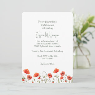 Invitation Personnalisé Jardin de pavot rouge Floral Chic Fêt