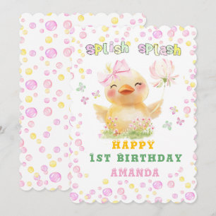 Invitation Personnalisé Joyeux 1er Anniversaire Fille en caou