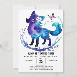 Invitation Personnalisé Joyeux Wolf Digital Girl Anniversaire