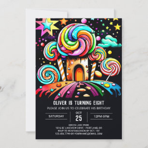 Invitation Personnalisé Lollipop Wonderland Anniversaire