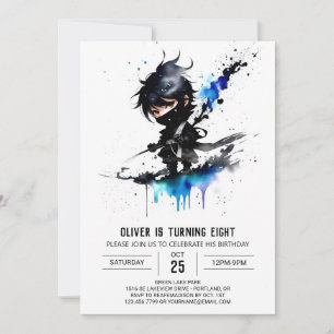 Invitation Personnalisé Majestic Ninja Boy Digital Anniversai