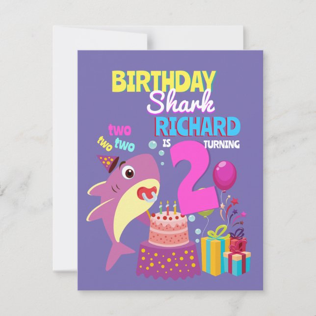 Invitation Personnalisé maman tante Papa Papa papa Shark Anni (Devant)