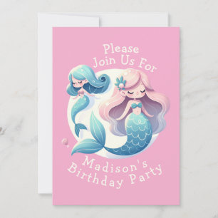 Invitation Personnalisé Nom Cute Mermaid Thème Magique Annive