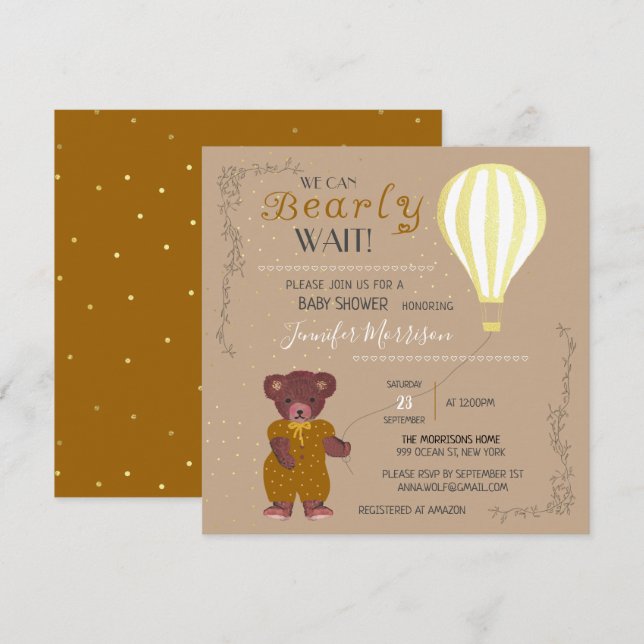 Invitation Personnalisé Nous pouvons attendre Baby shower fil (Devant / Derrière)