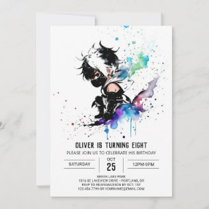 Invitation Personnalisé Simple Ninja Boy Digital Anniversaire