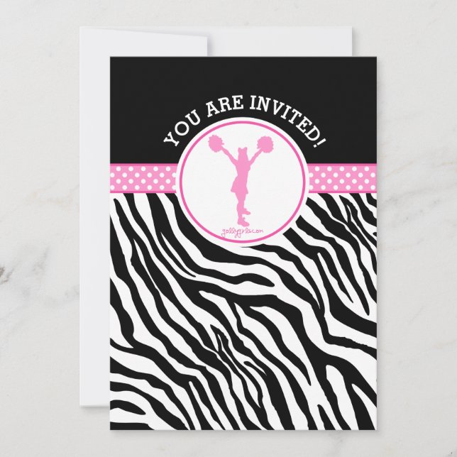 Invitation Personnalisé Zebra Imprimer Cheval ou Poom en rose (Devant)