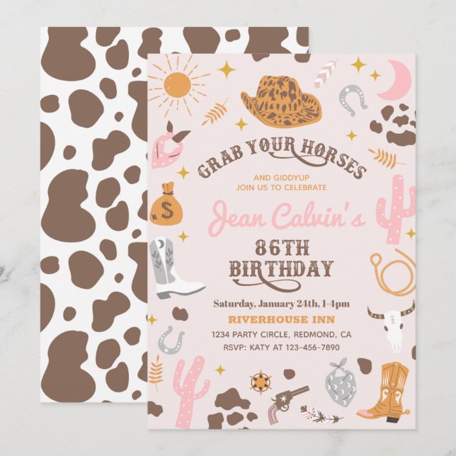Invitation personnalisée 86e fille à l'anniversair (Devant / Derrière)