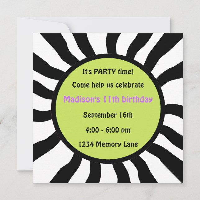 Invitation personnalisée à la fête du 11e annivers (Devant)
