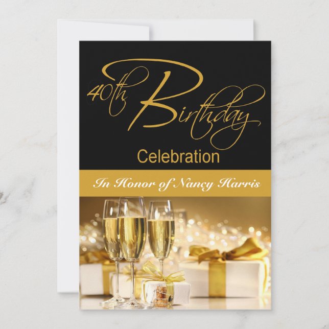 Invitation personnalisée à la fête du 40e annivers (Devant)