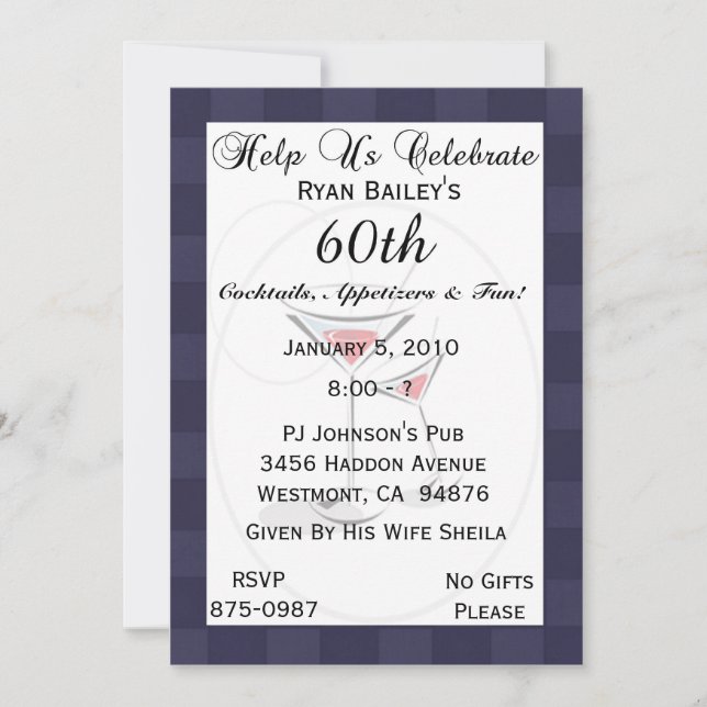 Invitation personnalisée à la fête du 60e annivers (Devant)