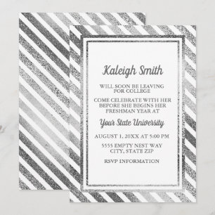 Invitation personnalisée argent et blanc pour la f
