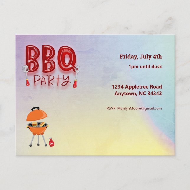 Invitation personnalisée BBQ d'été (Devant)