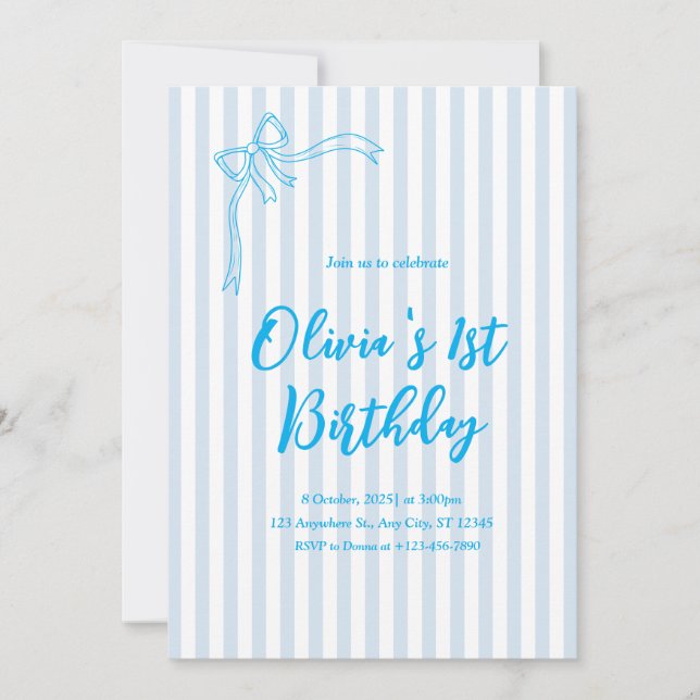 Invitation personnalisée Bleue Française pour 1er  (Devant)