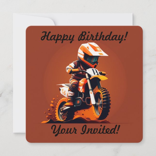 Invitation personnalisée Boy Motocross (Devant)