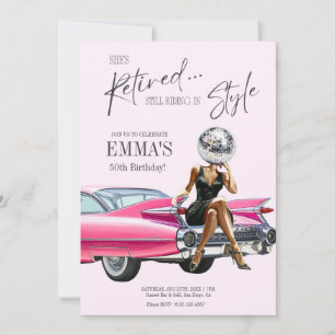 Invitation personnalisée Cadillac rose pour la ret