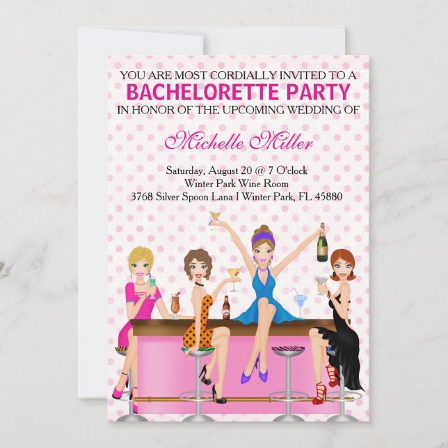 Invitation personnalisée Chic Bachelorette Bash (Devant)