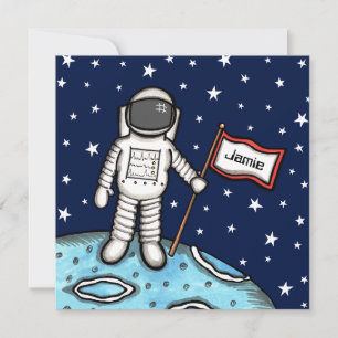 Invitation personnalisée d'anniversaire d'astronau