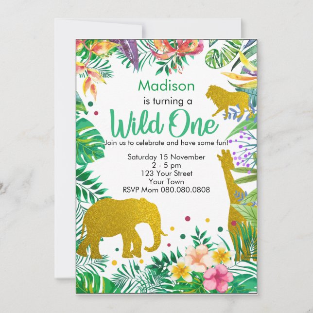 Invitation personnalisée d'anniversaire de safari (Devant)