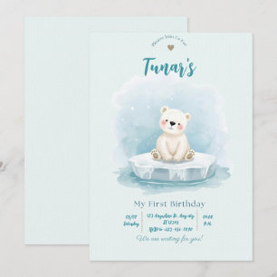 Invitation personnalisée d'anniversaire d'ours pol
