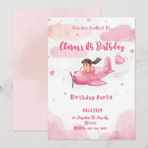 Invitation personnalisée d'anniversaire fille avio