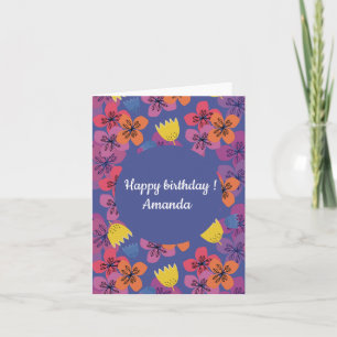 Invitation personnalisée d'anniversaire fleur bleu