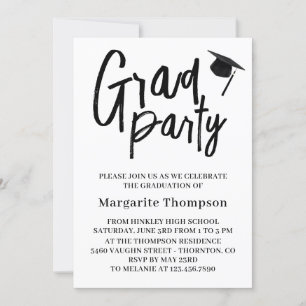 Invitation personnalisée de B&W Graduation Party