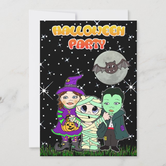 Invitation personnalisée Halloween mignonne (Devant)