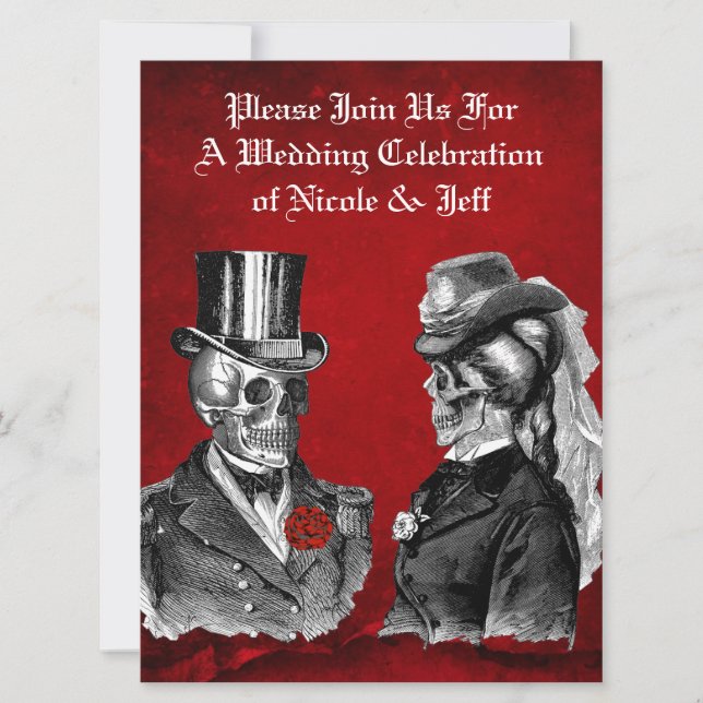 Invitation personnalisée Mariage Grunge Skull Coup (Devant)