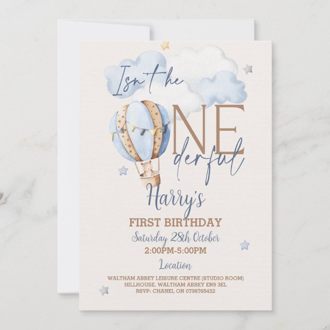 Invitation personnalisée ONEderful 1st Birthday (Devant)