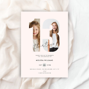 Invitation personnalisée pastel rose Photo Numéro