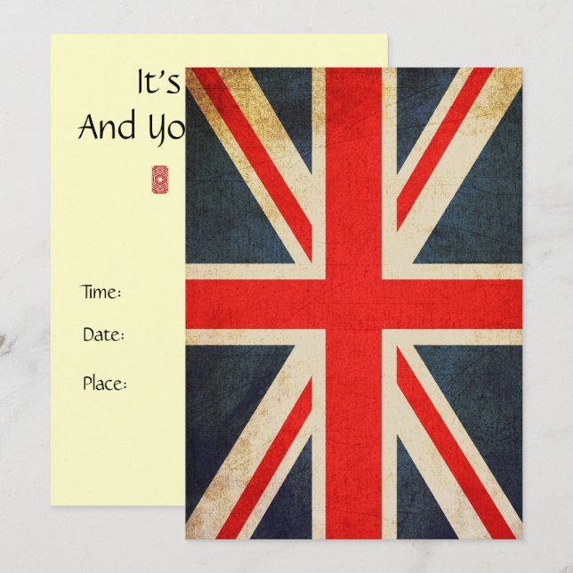 Invitation personnalisée Posh Union Jack (vertical (Devant / Derrière)