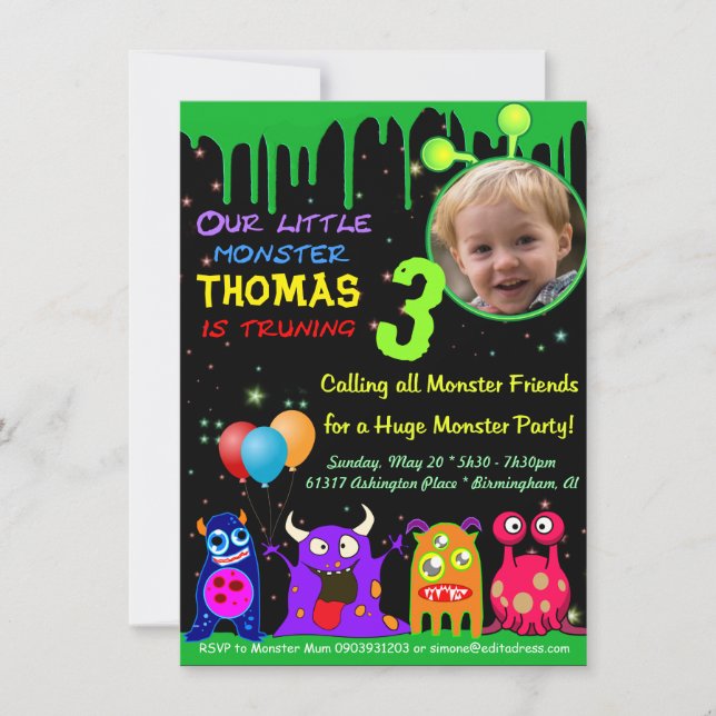 Invitation personnalisée pour la fête d'anniversai (Devant)