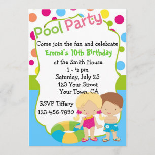 Invitation personnalisée pour la fête du pool anni