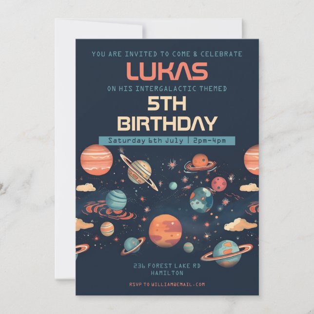 Invitation personnalisée pour l'anniversaire des e (Devant)