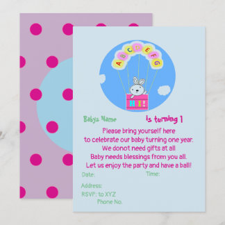 Invitation personnalisée pour le 1er anniversaire