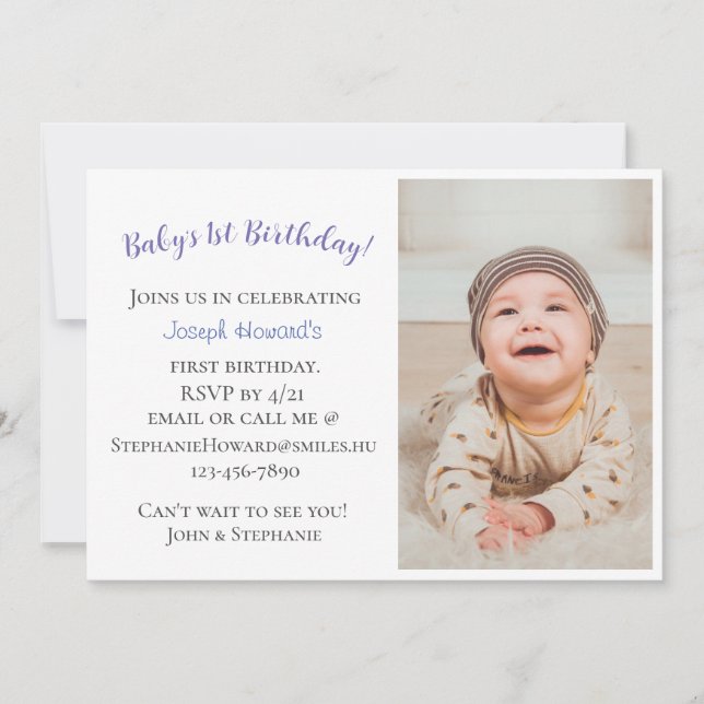 Invitation personnalisée pour le premier anniversa (Devant)