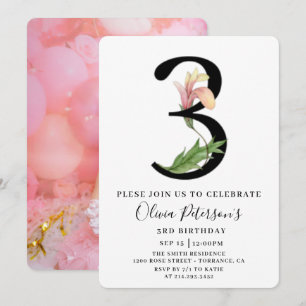 Invitation personnalisée pour un 3ème anniversaire