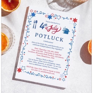 Invitation personnalisée pour un potluck du 4 juil
