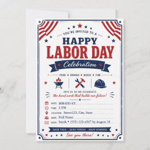 Invitation personnalisée pour une fête de Labour D