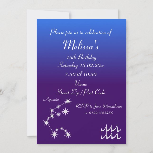 Invitation personnalisée pour une fête du zodiaque (Devant)