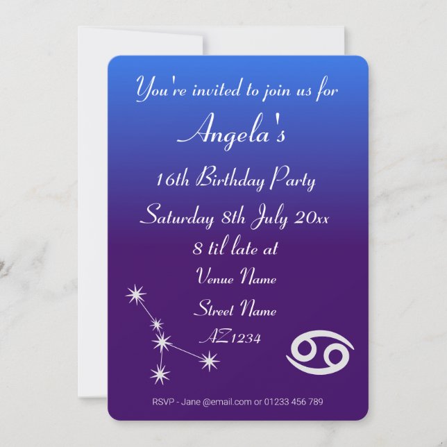 Invitation personnalisée pour une fête sur le thèm (Devant)