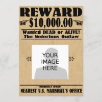 Invitation Personnalisée Recherché Mort ou Vif