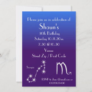 Invitation personnalisée Scorpio Zodiac Party