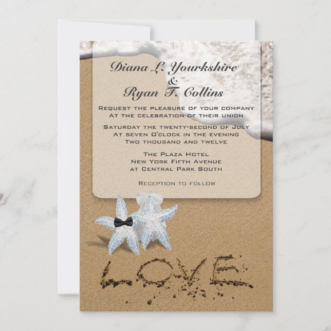 Invitation personnalisée Starfish Beach 5x7 (Devant)