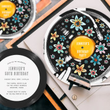 Invitation personnalisée sur disque vinyle à motif