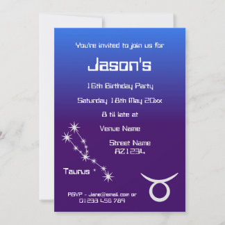 Invitation personnalisée Taurus Zodiac Galaxy Part