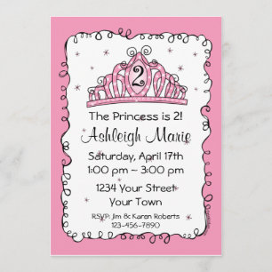 Invitation personnalisée Tiara Princess 2e anniver