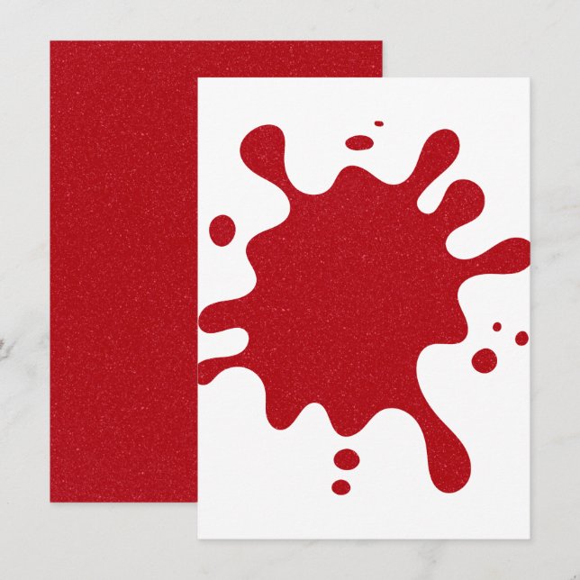 Invitation personnalisée White & Tomato Red Splash (Devant / Derrière)
